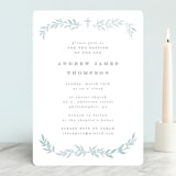 "Simple Foliage" - Baptism and Christening Invitations in Mist by Everett Paper Goods - Front