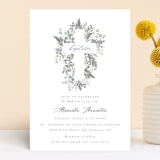 "Foliage Cross" - Baptism and Christening Invitations in Eucalyptus by Hudson meet Rose - Front