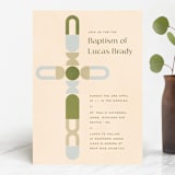 "Geometric Cross" - Baptism and Christening Invitations in Serene by Pati Cascino - Front