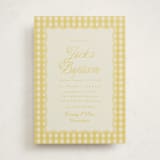 "Scalloped Gingham" - Baptism and Christening Invitations in Lemonade by Brianne Larsen - Front