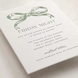 "Big Bow" - Letterpress Bar and Bat Mitzvah Direction Cards in Mint by Teju Reval - Detail