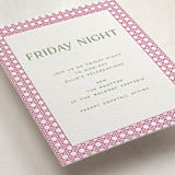 "delicate rattan" - Letterpress Bar and Bat Mitzvah Direction Cards in Neon Pink by Ellen Schlegelmilch - Detail