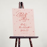 "Cheers to Love" - Wedding Party Signs in Scarlet by Cass Loh - In Use