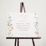"Garden View" - Wedding Party Signs in Peach by Everett Paper Goods - In Use