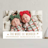 "The More, the Merrier" - Holiday Birth Announcement Cards in Golden by Carolyn MacLaren - Front