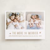"The More, the Merrier" - Holiday Birth Announcement Cards in Golden by Carolyn MacLaren - Front