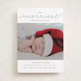 "The Merriest Christmas Of All" - Holiday Birth Announcement Cards in Deep Mint by Sara Hicks Malone - Front