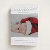 "The Merriest Christmas Of All" - Holiday Birth Announcement Cards in Deep Mint by Sara Hicks Malone - Folded Card