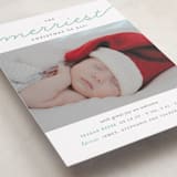"The Merriest Christmas Of All" - Holiday Birth Announcement Cards in Deep Mint by Sara Hicks Malone - Detail