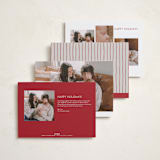 "Scroll" - Holiday Birth Announcement Cards in Berry by Inkblot Design - Back of Card Options