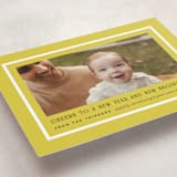 "Brighter Side" - Holiday Birth Announcement Cards in Citron by Amy Kross - Detail