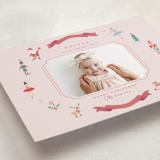 "Festive Dreams" - Holiday Birth Announcement Cards in Candy Cane by Teju Reval - Detail