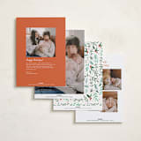 "Merry Little Christmas Greenery" - Holiday Birth Announcement Cards in Tangerine by Alethea and Ruth - Back of Card Options