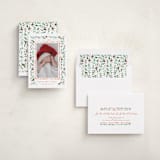"Merry Little Christmas Greenery" - Holiday Birth Announcement Cards in Tangerine by Alethea and Ruth - Assembled