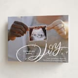 "Expecting More Joy" - Holiday Birth Announcement Cards in Starlight by Alethea and Ruth - Folded Card