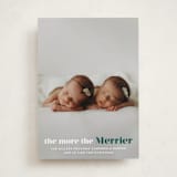 "a merry addition" - Holiday Birth Announcement Cards in Spruce by Liz Conley - Front