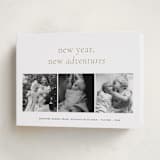 "Awaits" - Holiday Birth Announcement Cards in Ink by Blustery August - Folded Card