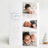 "Extra Cheer Here" - Holiday Birth Announcement Cards in Sky by Everett Paper Goods - Folded Card