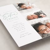 "Extra Cheer Here" - Holiday Birth Announcement Cards in Mint by Everett Paper Goods - Detail