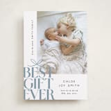 "Best Gift Ever bow" - Holiday Birth Announcement Cards in Frost by Alethea and Ruth - Front
