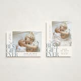 "Best Gift Ever bow" - Holiday Birth Announcement Cards in Frost by Alethea and Ruth - Photo Orientation Options