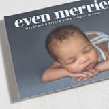 "even merrier." - Holiday Birth Announcement Cards in Snow by Lori Wemple - Detail