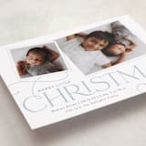 "Little Addition" - Holiday Birth Announcement Cards in Powder by Sarah Brown - Detail