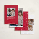 "even merrier." - Holiday Birth Announcement Cards in Snow by Lori Wemple - Back of Card Options