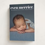 "even merrier." - Holiday Birth Announcement Cards in Snow by Lori Wemple - Folded Card