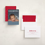 "even merrier." - Holiday Birth Announcement Cards in Snow by Lori Wemple - Assembled