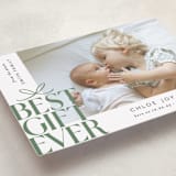 "Best Gift Ever bow" - Holiday Birth Announcement Cards in Sage by Alethea and Ruth - Detail