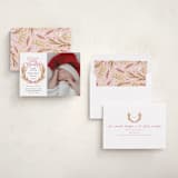 "First Christmas Wreath" - Holiday Birth Announcement Cards in Winter Rose by Alethea and Ruth - Assembled