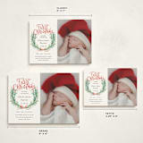 "First Christmas Wreath" - Holiday Birth Announcement Cards in Berry by Alethea and Ruth - Formats Available
