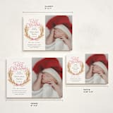 "First Christmas Wreath" - Holiday Birth Announcement Cards in Winter Rose by Alethea and Ruth - Formats Available