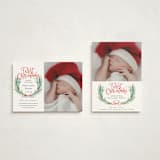 "First Christmas Wreath" - Holiday Birth Announcement Cards in Berry by Alethea and Ruth - Photo Orientation Options