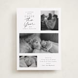 "Merrier This Year" - Holiday Birth Announcement Cards in Snow by Everett Paper Goods - Front