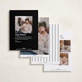 "Merrier This Year" - Holiday Birth Announcement Cards in Snow by Everett Paper Goods - Back of Card Options