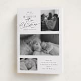 "Merrier This Year" - Holiday Birth Announcement Cards in Snow by Everett Paper Goods - Folded Card