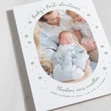 "Baby's First" - Holiday Birth Announcement Cards in Sage by Lissabeth Anglin - Detail