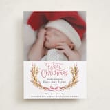"First Christmas Wreath" - Holiday Birth Announcement Cards in Winter Rose by Alethea and Ruth - Front