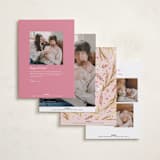 "First Christmas Wreath" - Holiday Birth Announcement Cards in Winter Rose by Alethea and Ruth - Back of Card Options