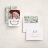 "First Christmas Wreath" - Holiday Birth Announcement Cards in Berry by Alethea and Ruth - Assembled