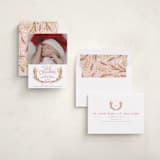 "First Christmas Wreath" - Holiday Birth Announcement Cards in Winter Rose by Alethea and Ruth - Assembled
