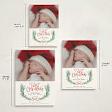 "First Christmas Wreath" - Holiday Birth Announcement Cards in Berry by Alethea and Ruth - Formats Available
