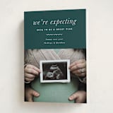 "Expecting" - Holiday Birth Announcement Cards in Ivy by Corinne Malesic - Folded Card