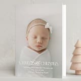 "New Little One" - Holiday Birth Announcement Cards in Snowflake by Julie Murray - Folded Card