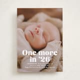 "There is one more" - Holiday Birth Announcement Cards in Snow by Jackie Crawford - Front