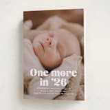 "There is one more" - Holiday Birth Announcement Cards in Snow by Jackie Crawford - Folded Card
