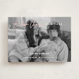 "Extra Cheer" - Holiday Birth Announcement Cards in Blush by fatfatin - Front