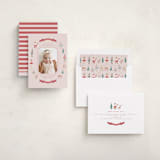 "Festive Dreams" - Holiday Birth Announcement Cards in Candy Cane by Teju Reval - Assembled